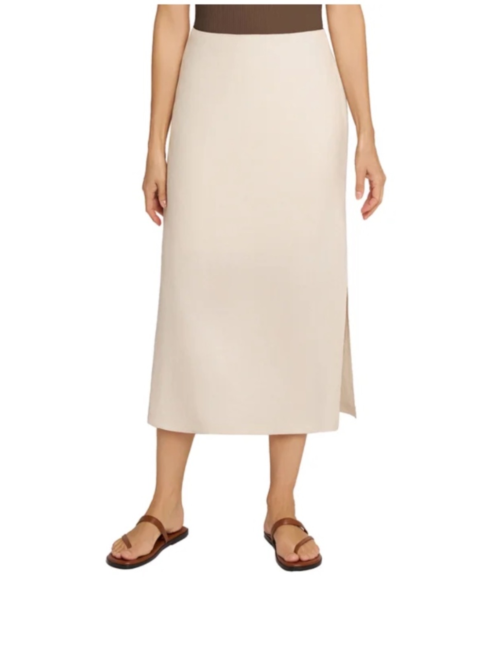 Matty M Women's Linen Blend Skirt NEW TAN Medium